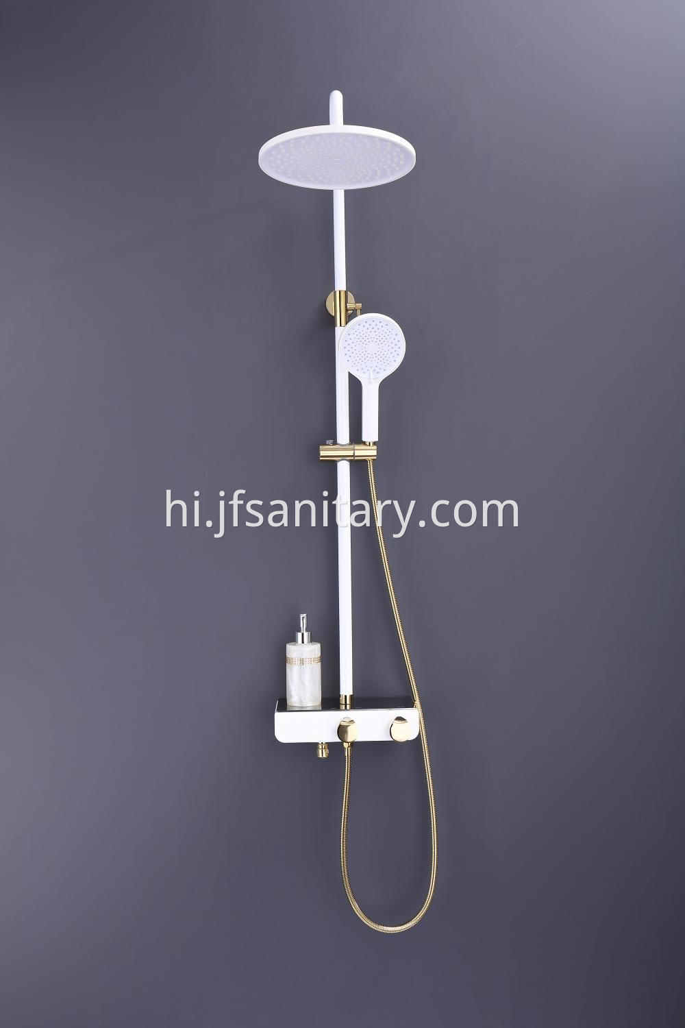 Brass Shower Mixer Set With Shelf Fashion White